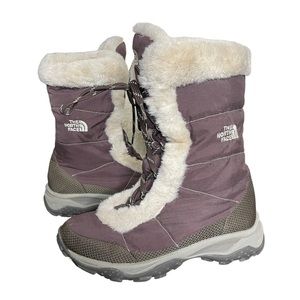 The NORTH FACE ladies nuptse fur II goose
Down insulated puffer boots brown sz 6
